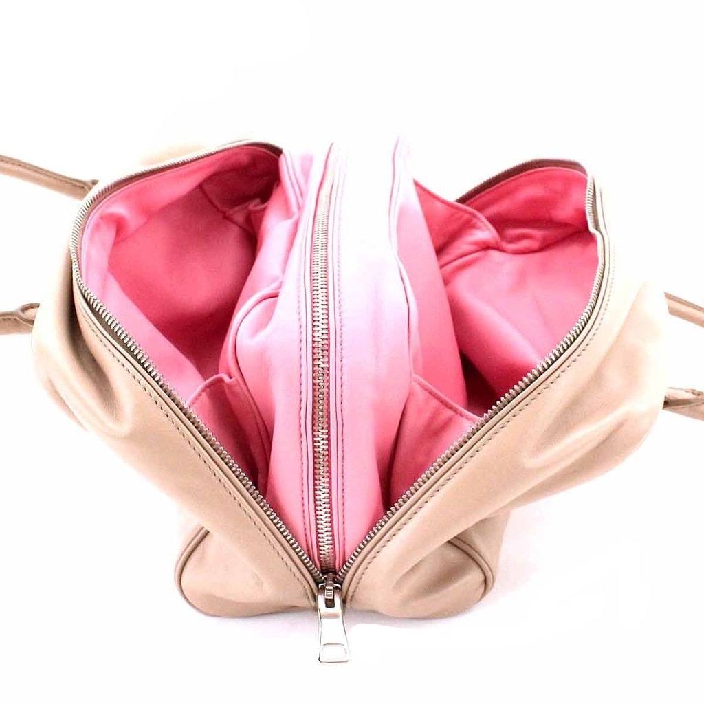 PRADA Inside Bag Women's Beige Soft Calf Bauletto Handbag, PR1430