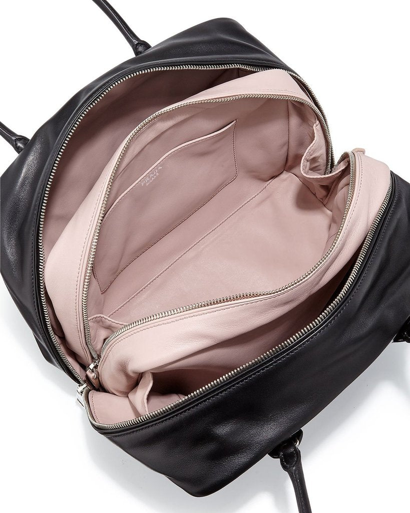 PRADA Inside Bag Women's Black/Pink Mughetto Bauletto Handbag, PR1450