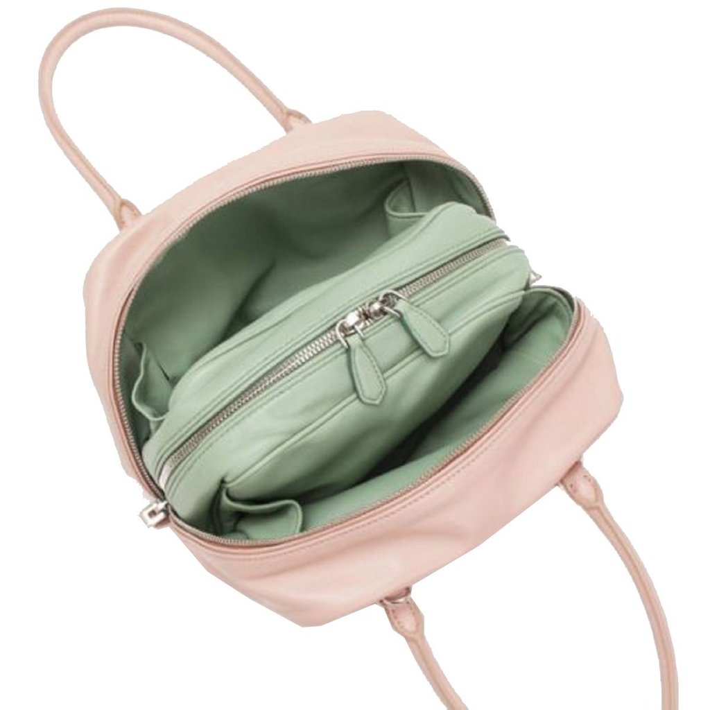 PRADA Inside Bag Women's Light Pink and Green Bauletto Handbag, PR1470