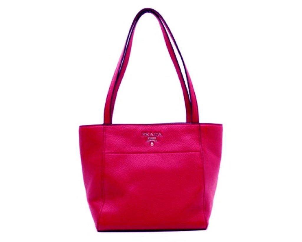 PRADA Women's Pink Vitello Phoenix Leather Tote Bag, PR1610