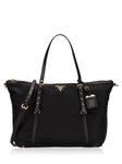 PRADA Tessuto Black Nylon Leather Shopping Tote Bag for Women, PR1510