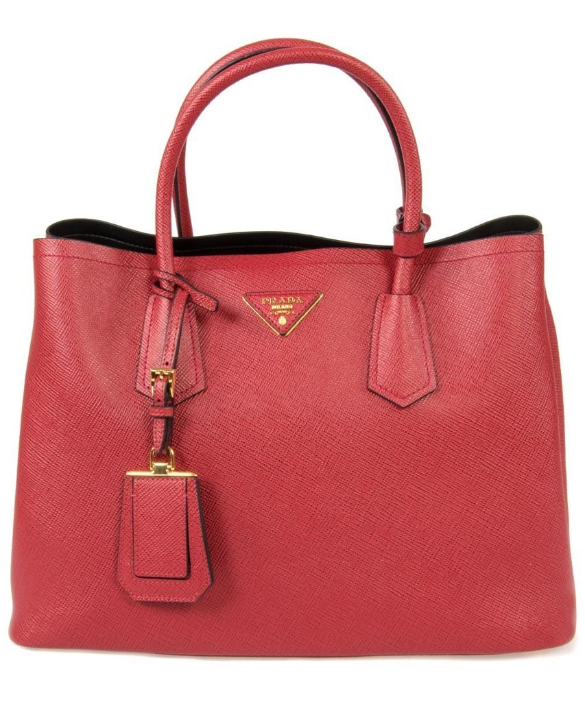 PRADA Women's Saffiano Cuir Dark Pink Handbag, PR1320