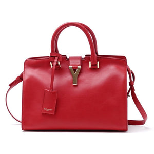 YSL Saint Laurent Classic Small Cabas Y Top Handle Shoulder Bag in Red Leather, YSL1170