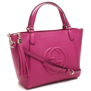 GUCCI Magenta Pink Leather Soho Handbag, GU1230
