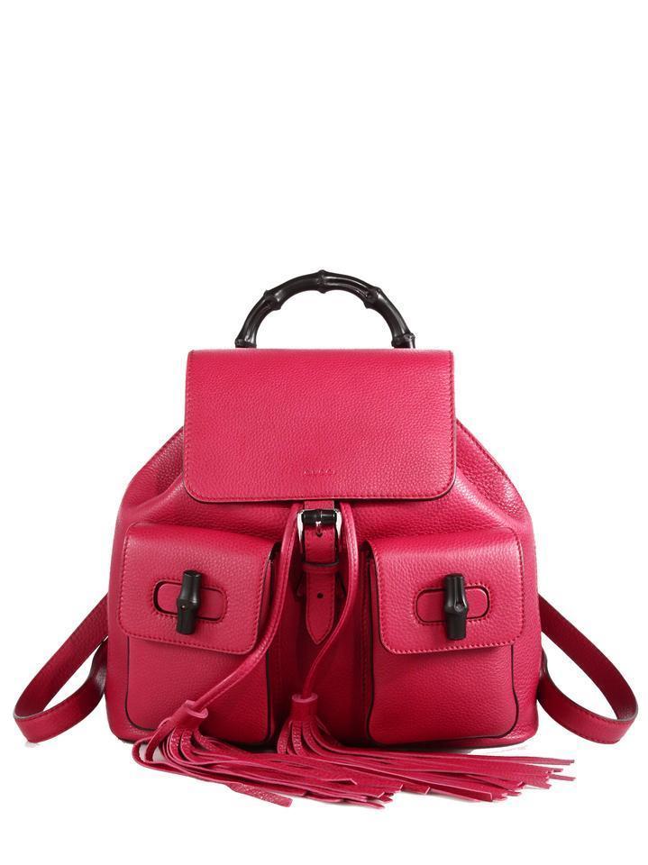 GUCCI Bamboo Leather Backpack (Dark Pink), GU1300