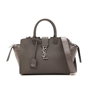 YSL SAINT LAURENT Women's Gray Small Cabas Crocodile Handbag, YSL1400