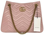 GUCCI Marmont GG Chevron Pink Leather Shoulder Bag, GU1580