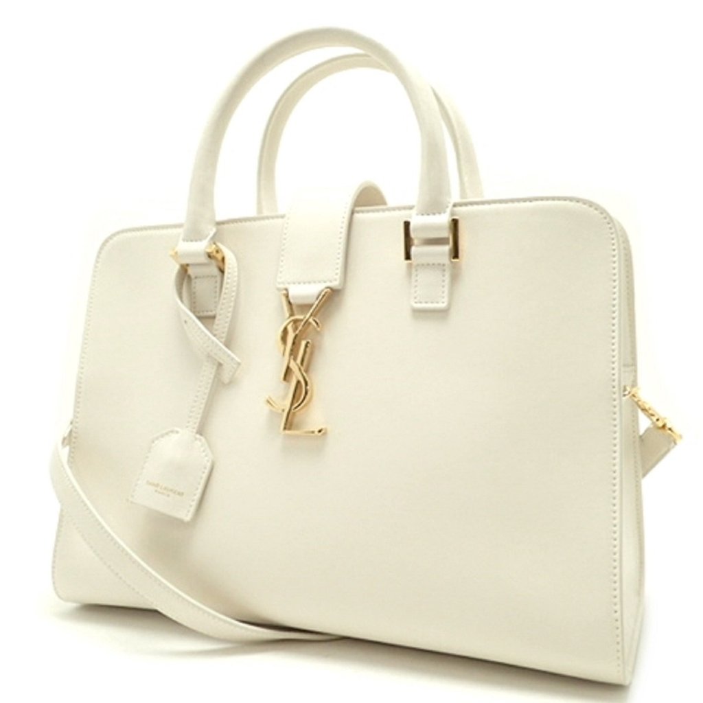 YSL Saint Laurent Women's White Cabas Satchel Handbag, YSL1330