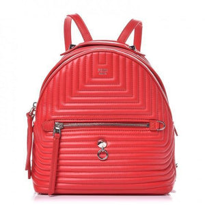 FENDI Calf Skin Red Unisex Leather Quilted Backpack Handbag, FE1030