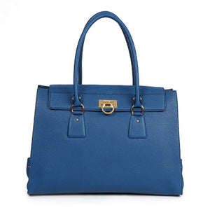 FERRAGAMO Women's Pacific Calf Lotty Oxford Blue Handbag, FR1130